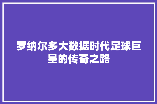 罗纳尔多大数据时代足球巨星的传奇之路  第1张