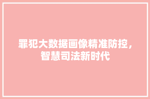 罪犯大数据画像精准防控，智慧司法新时代