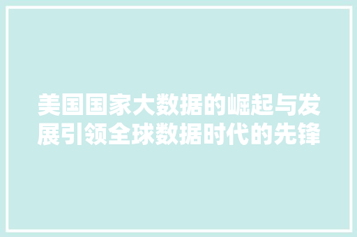 美国国家大数据的崛起与发展引领全球数据时代的先锋  第1张