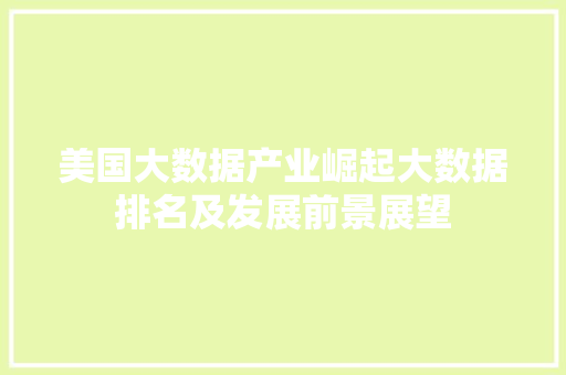美国大数据产业崛起大数据排名及发展前景展望  第1张