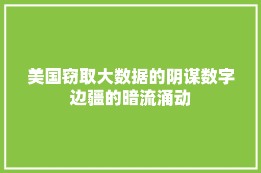 美国窃取大数据的阴谋数字边疆的暗流涌动  第1张