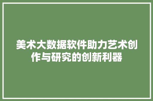 美术大数据软件助力艺术创作与研究的创新利器