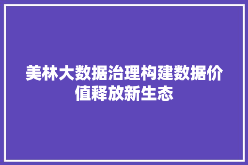美林大数据治理构建数据价值释放新生态