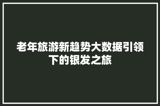 老年旅游新趋势大数据引领下的银发之旅
