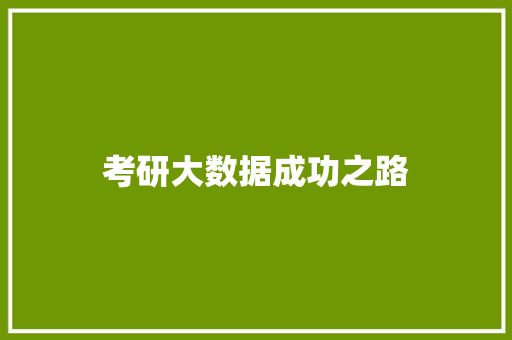 考研大数据成功之路  第1张