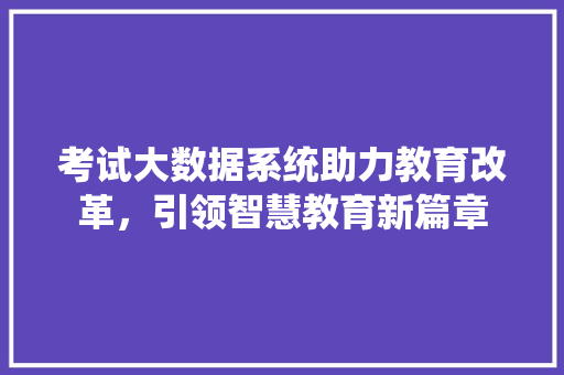 考试大数据系统助力教育改革，引领智慧教育新篇章