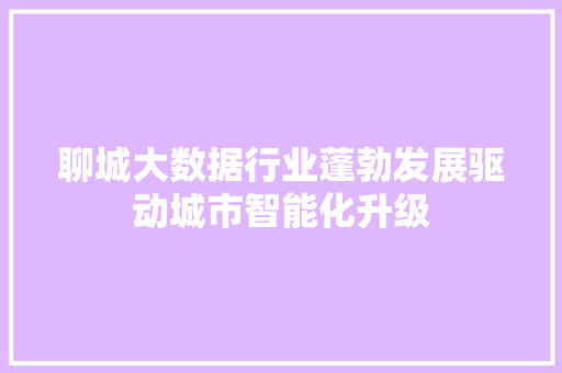 聊城大数据行业蓬勃发展驱动城市智能化升级