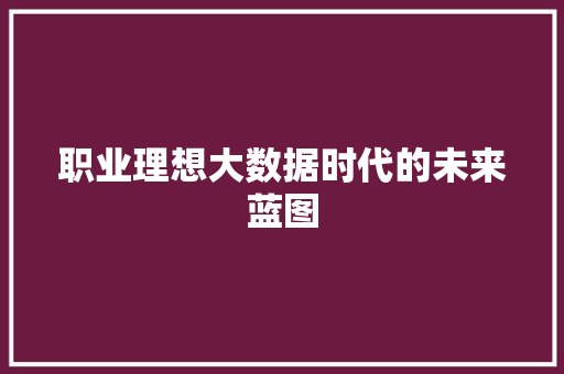 职业理想大数据时代的未来蓝图