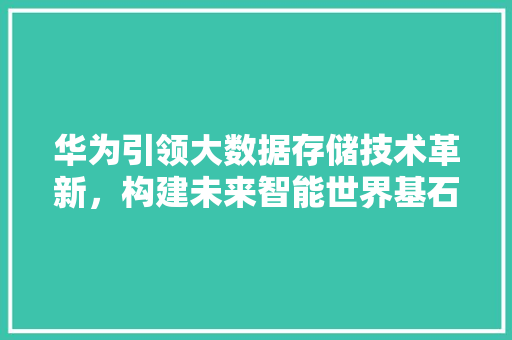 华为引领大数据存储技术革新，构建未来智能世界基石  第1张