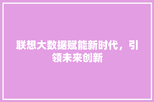 联想大数据赋能新时代，引领未来创新  第1张