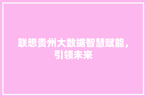 联想贵州大数据智慧赋能，引领未来  第1张