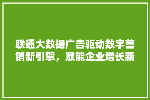 联通大数据广告驱动数字营销新引擎，赋能企业增长新篇章  第1张