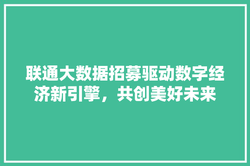 联通大数据招募驱动数字经济新引擎，共创美好未来  第1张
