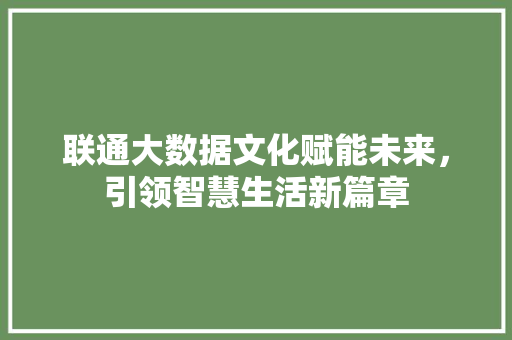 联通大数据文化赋能未来，引领智慧生活新篇章  第1张