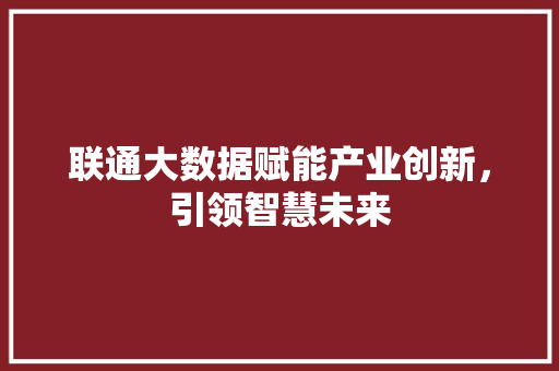 联通大数据赋能产业创新，引领智慧未来  第1张