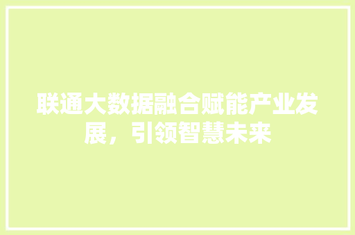 联通大数据融合赋能产业发展，引领智慧未来