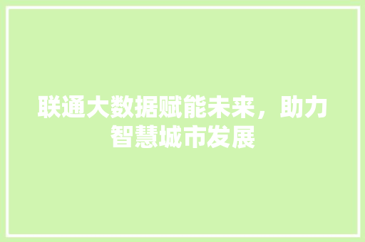 联通大数据赋能未来，助力智慧城市发展  第1张