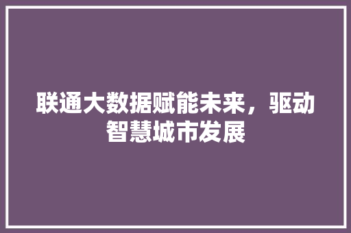 联通大数据赋能未来，驱动智慧城市发展  第1张