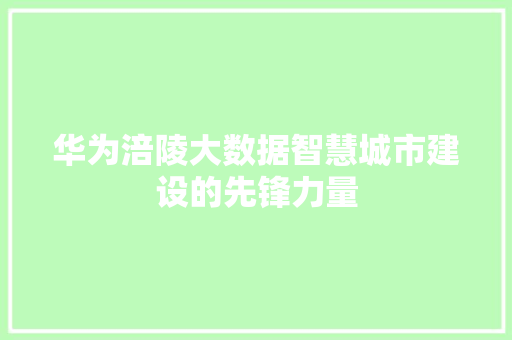 华为涪陵大数据智慧城市建设的先锋力量  第1张