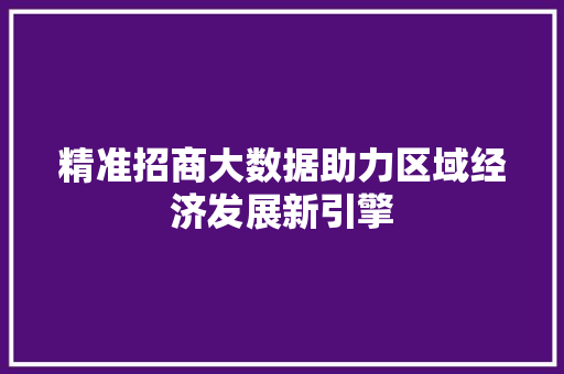 精准招商大数据助力区域经济发展新引擎