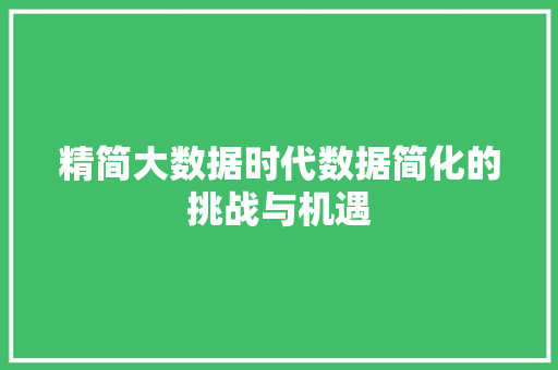 精简大数据时代数据简化的挑战与机遇  第1张
