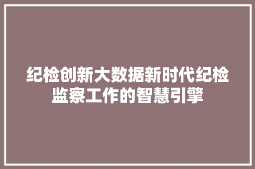 纪检创新大数据新时代纪检监察工作的智慧引擎