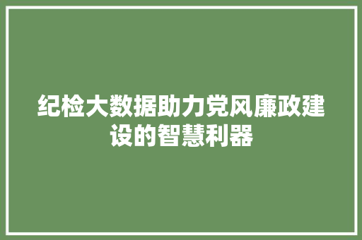 纪检大数据助力党风廉政建设的智慧利器  第1张