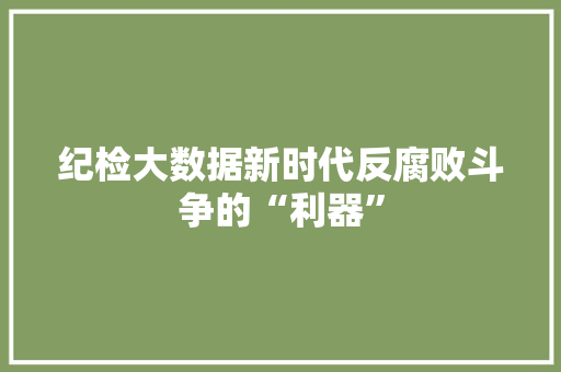 纪检大数据新时代反腐败斗争的“利器”