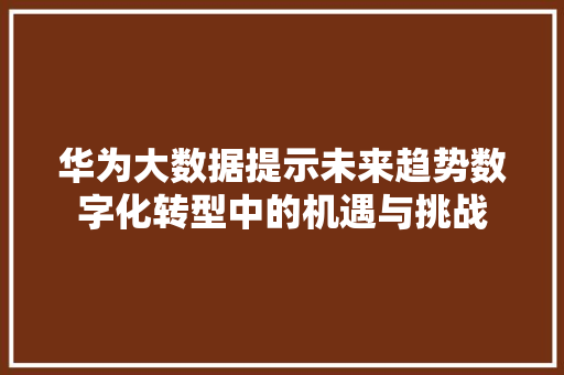 华为大数据提示未来趋势数字化转型中的机遇与挑战  第1张