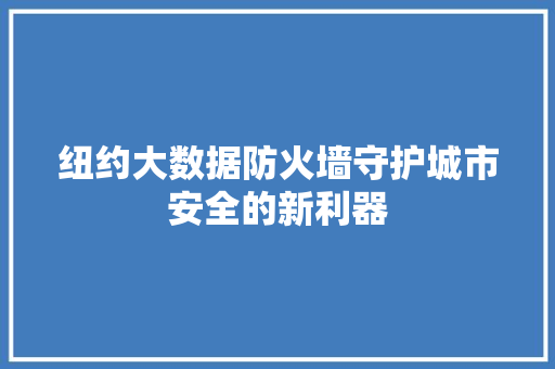 纽约大数据防火墙守护城市安全的新利器