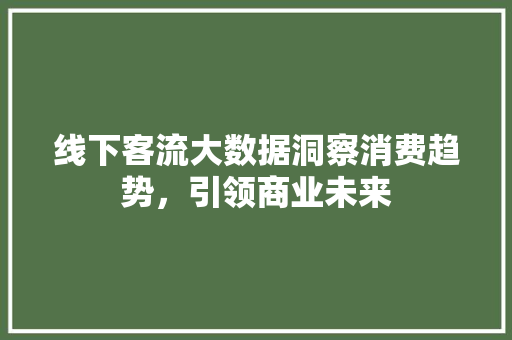 线下客流大数据洞察消费趋势，引领商业未来