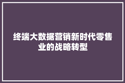终端大数据营销新时代零售业的战略转型  第1张