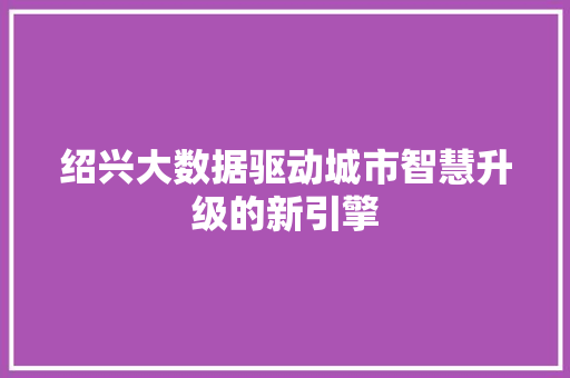绍兴大数据驱动城市智慧升级的新引擎