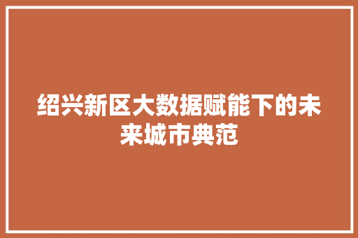 绍兴新区大数据赋能下的未来城市典范
