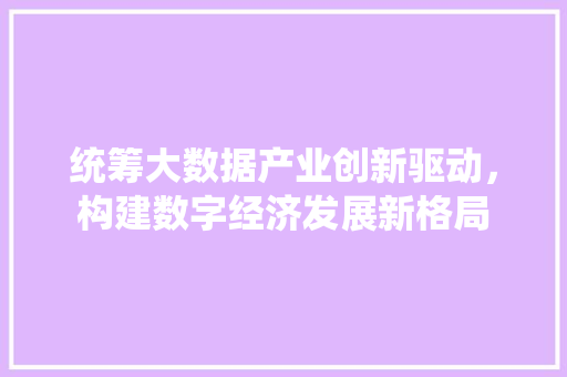 统筹大数据产业创新驱动，构建数字经济发展新格局  第1张