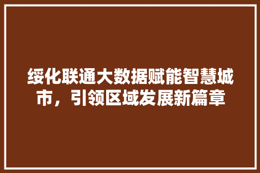 绥化联通大数据赋能智慧城市，引领区域发展新篇章