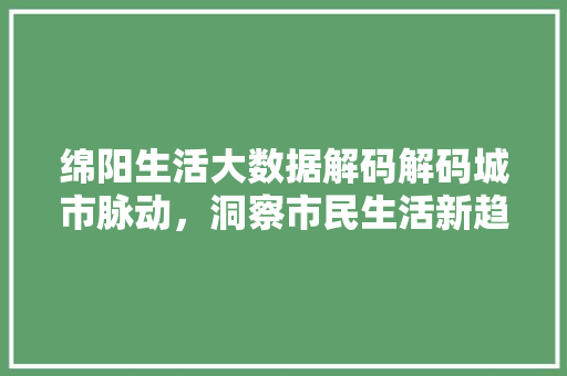 绵阳生活大数据解码解码城市脉动，洞察市民生活新趋势
