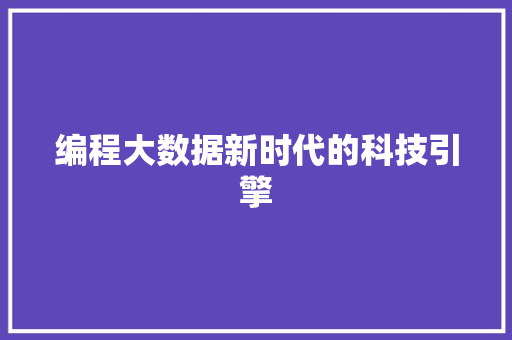 编程大数据新时代的科技引擎