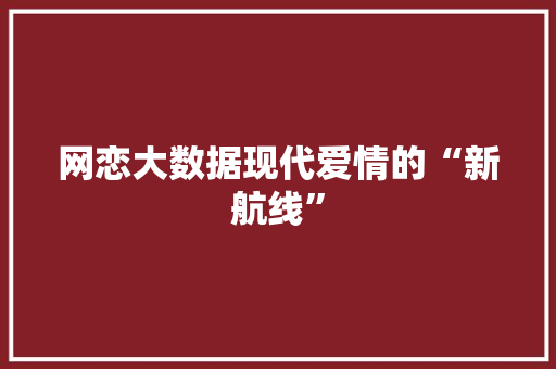 网恋大数据现代爱情的“新航线”