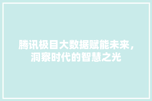 腾讯极目大数据赋能未来，洞察时代的智慧之光