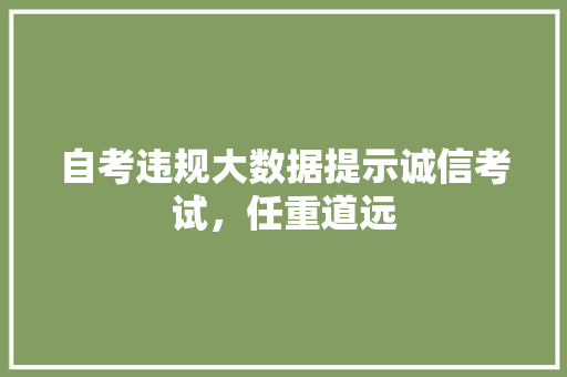 自考违规大数据提示诚信考试，任重道远