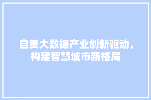 自贡大数据产业创新驱动，构建智慧城市新格局