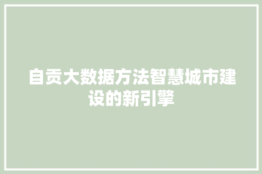 自贡大数据方法智慧城市建设的新引擎