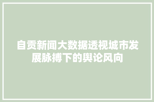 自贡新闻大数据透视城市发展脉搏下的舆论风向  第1张