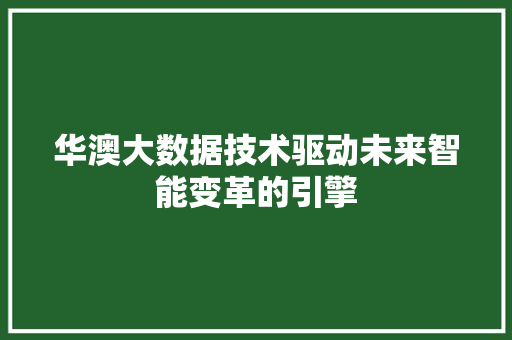 华澳大数据技术驱动未来智能变革的引擎  第1张