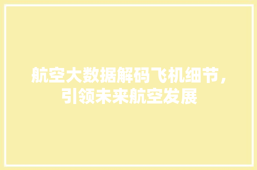 航空大数据解码飞机细节，引领未来航空发展