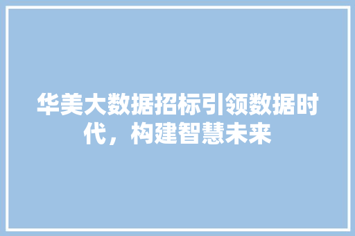 华美大数据招标引领数据时代，构建智慧未来