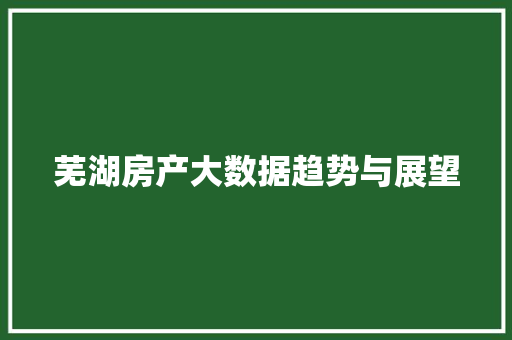 芜湖房产大数据趋势与展望