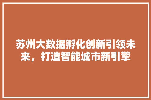 苏州大数据孵化创新引领未来，打造智能城市新引擎  第1张