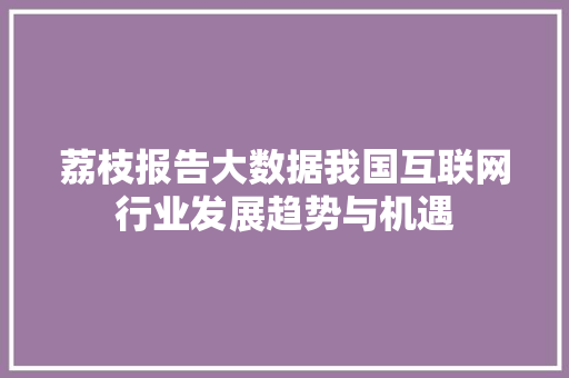 荔枝报告大数据我国互联网行业发展趋势与机遇